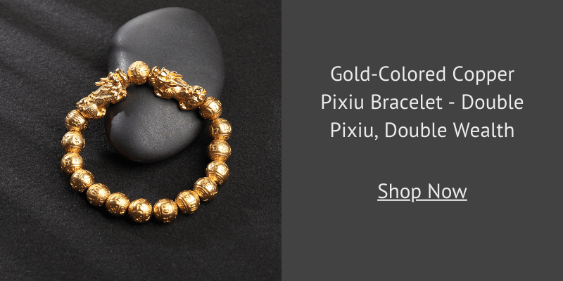 Gold-Colored Copper Pixiu Bracelet - Double Pixiu, Double Wealth